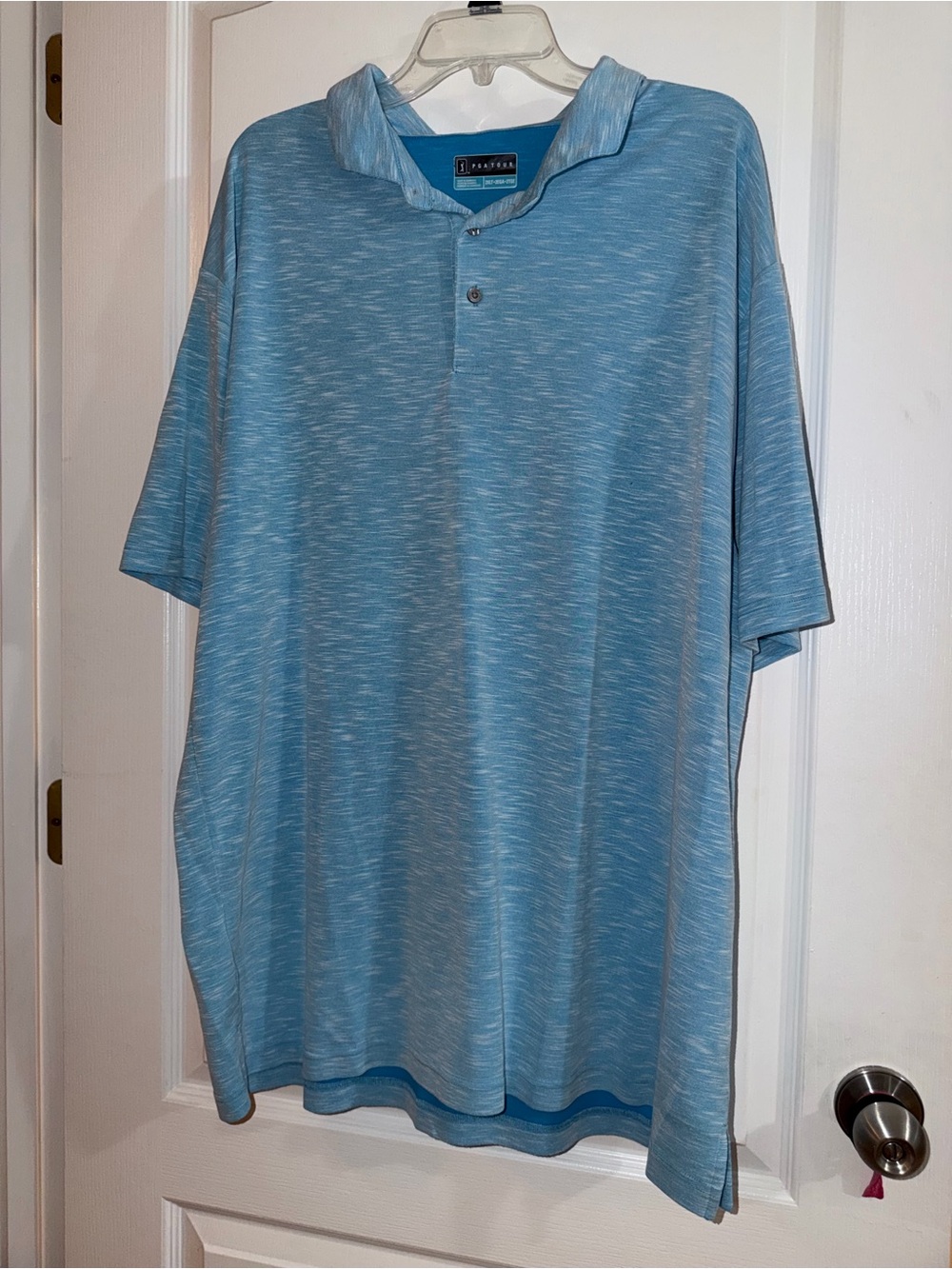 PGA Tour Men's Heathered Sky Blue Polo